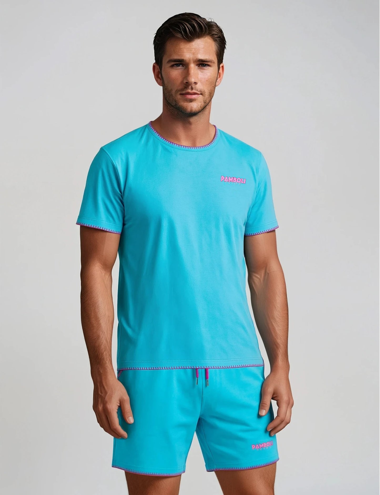 Sky-Blue Sweat-Shorts Man